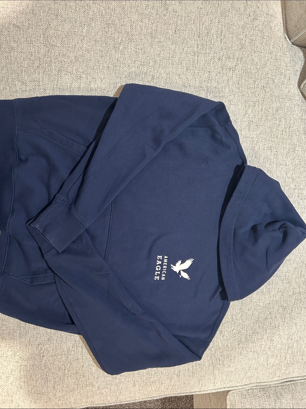 American Eagle Outfitters Navy Pullover Turtleneck Sweater with White Logo